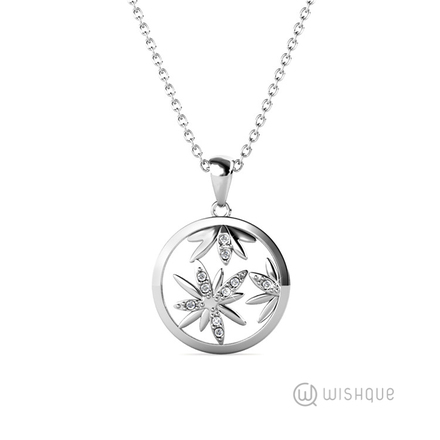 Blooming Pendant With Swarovski Crystals White-Gold Plated