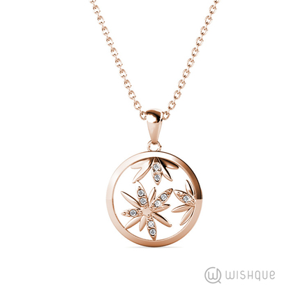 Blooming Pendant With Swarovski Crystals Rose-Gold Plated