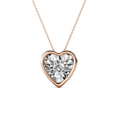 Bella Heart Pendant With Cloe Crystals Rose-Gold And White Gold Plated