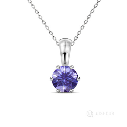 Amethyst Birthstone Pendant With Cloe Crystals White-Gold Plated