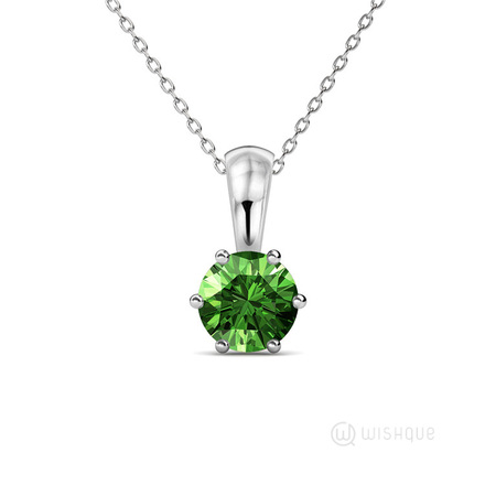 Peridot Birthstone Pendant With Cloe Crystals White-Gold Plated