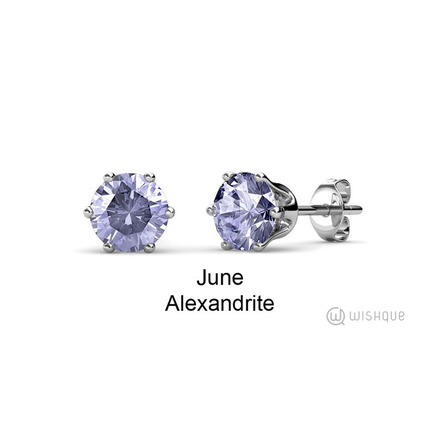 Alexandrite Birthstone Earrings With Cloe Crystals White-Gold Plated