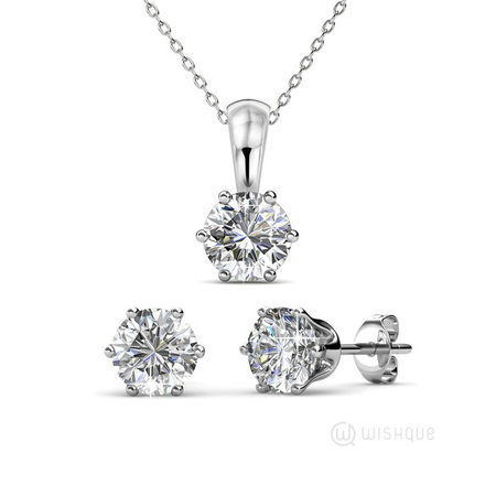 Diamond Birthstone Pendant And Earrings Set With Cloe Crystals