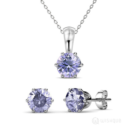 Alexandrite Birthston Pendant And  Earrings Set With Swarovski Crystals