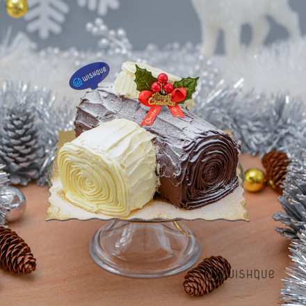 Christmas Choco-nilla Yule Log Cake