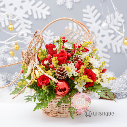 Blooming With Christmas Blessings Fresh Flower Bucket