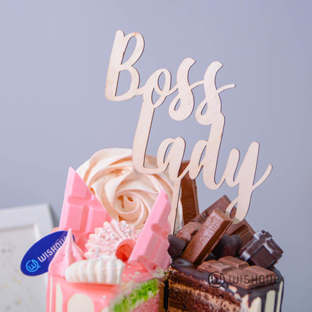 Boss Lady Wooden Cake Topper