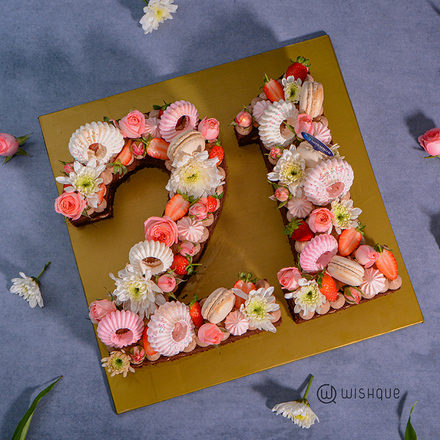 Milestone Number Chocolate Cake With Fresh Blooms
