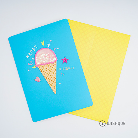 Funny Sparkly Ice Cream Cone Birthday Card