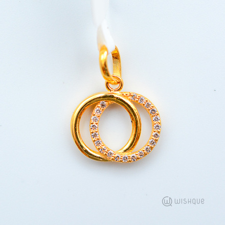 22kt Gold Double Band Pendant With Stones