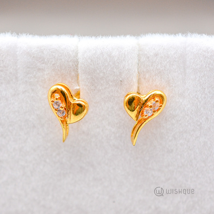22kt Gold Heart Shape Earring Set