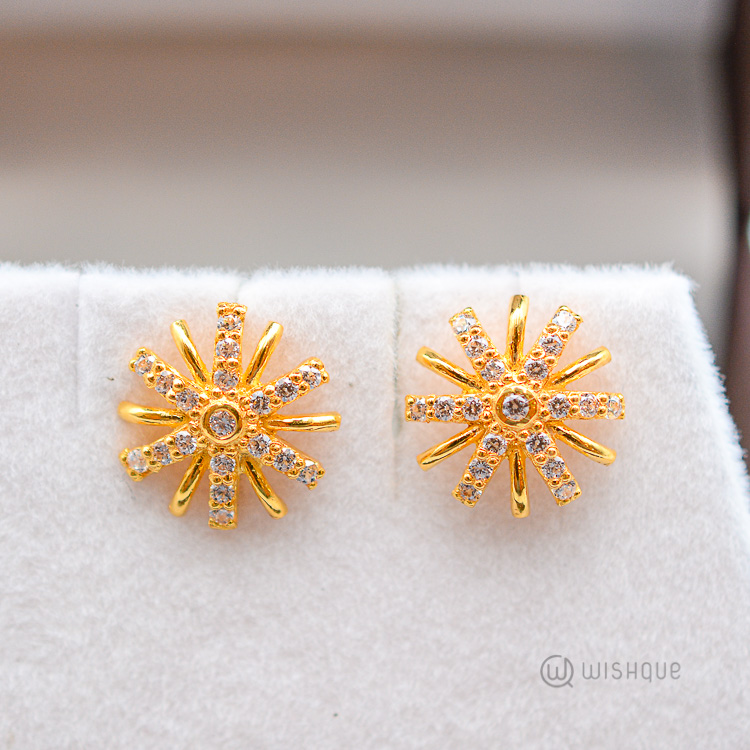 9K Gold earrings with zircons  three entwining rings  Jewellery Eshop EU