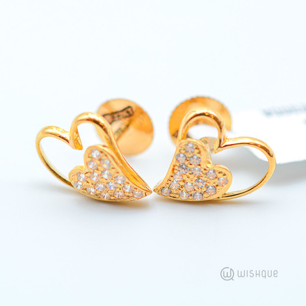 22kt Gold Heart Earring Set