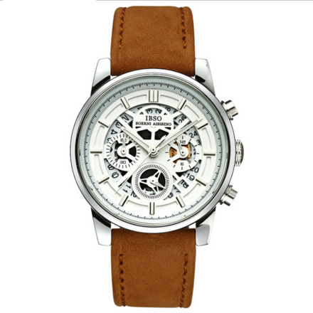 IBSO Sports Quartz Men's Khaki Leather Watch