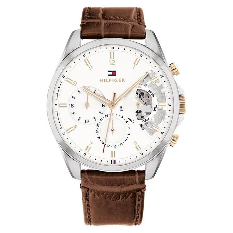 Tommy Hilfiger Brown Leather Men's Multifunction Watch 1710450