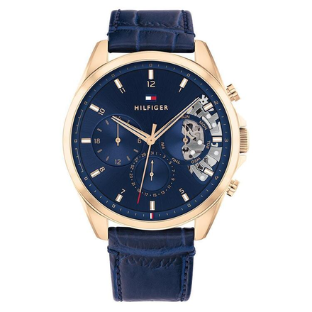 Tommy Hilfiger Blue Leather Men's Multi-function Watch 1710451