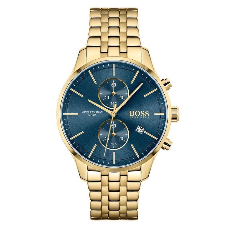 hugo boss mens gold chronograph watch