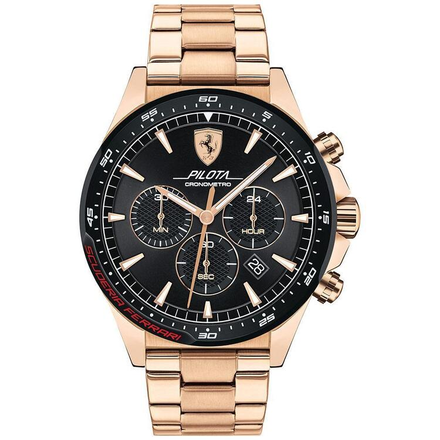 Ferrari Pilota Rose Gold Steel Men's Chronograph Watch 830625