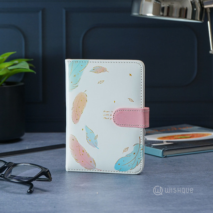 Feathered Pink Magnetic Snap PU Leather Cover Handbook