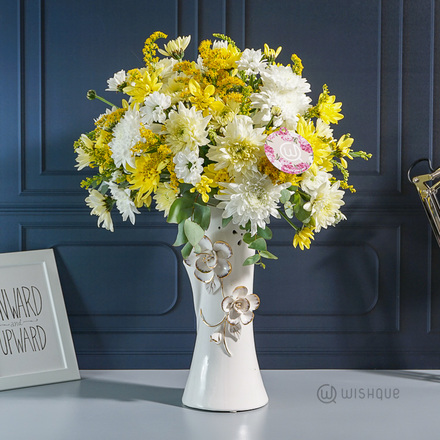 Sunshine Coast Chrysanthemum Ceramic Vase  Arrangement
