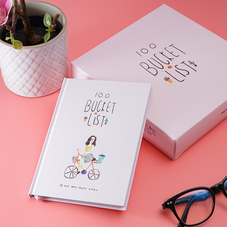 100 Bucket List Journal Diary Stationery Set Pink Wishque Sri