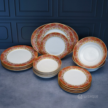 Scarlet Splendor 21 Pcs Dankotuwa Porcelain Dinner Set
