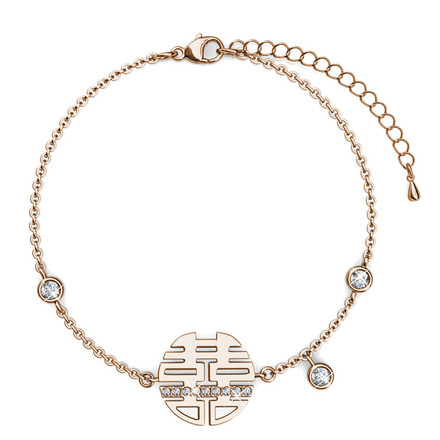 Carved Studs Bracelet With Cloe Crystals Rose-Gold Plated