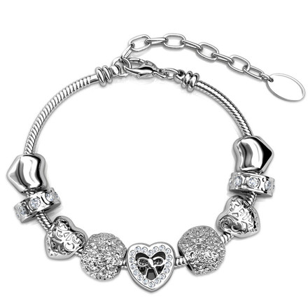 Isabella Charm Bracelet With Swarovski Crystals White-Gold Plated