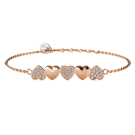 Sweet Heart Bracelet With Swarovski Crystals Rose-Gold Plated