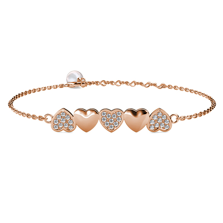 Sweet Heart Bracelet With Cloe Crystals Rose-Gold Plated