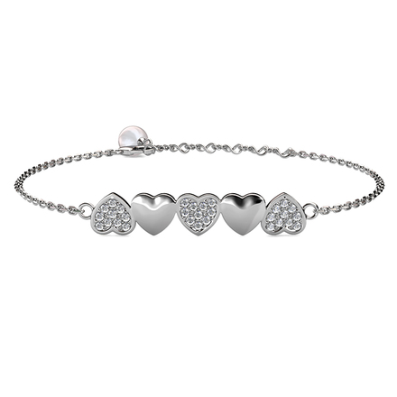 Sweet Heart Bracelet With Swarovski Crystals White-Gold Plated