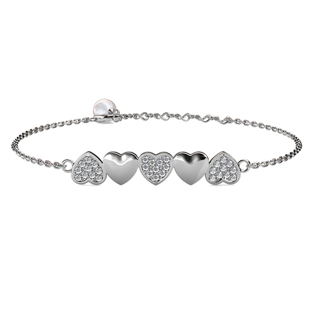 Sweet Heart Bracelet With Cloe Crystals White-Gold Plated