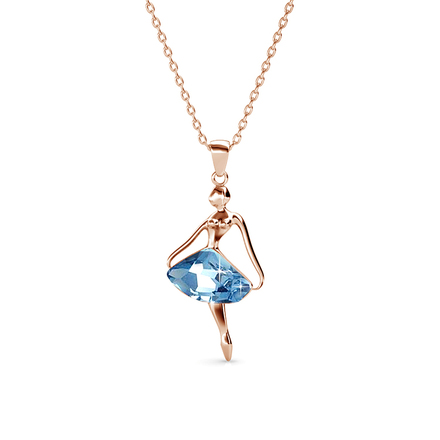 Dancing Ballet Pendant With Cloe Crystals Rose-Gold Plated