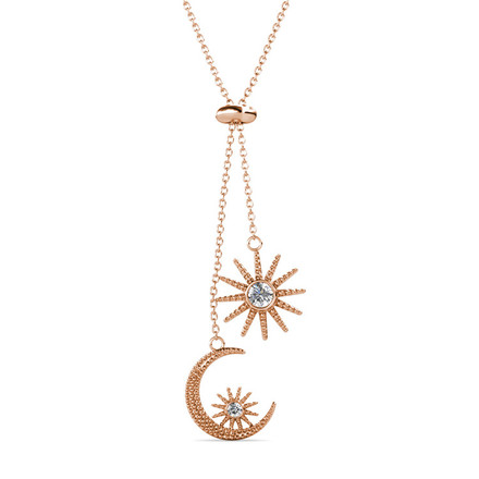 Eclipse Stone Necklace With Cloe Crystals Rose-Gold Plated