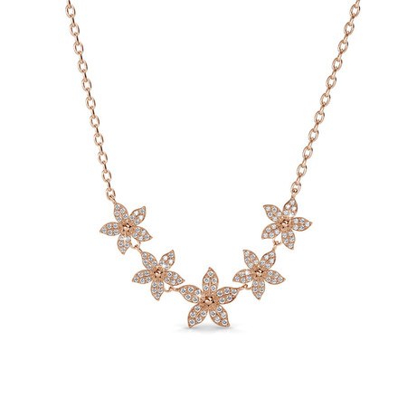 Blooming Petals Necklace With Swarovski Crystals Rose-Gold Plated