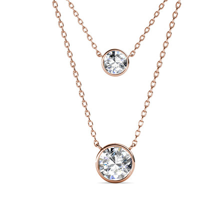 Rosie Drop Necklace With Cloe Crystals Rose-Gold Plated