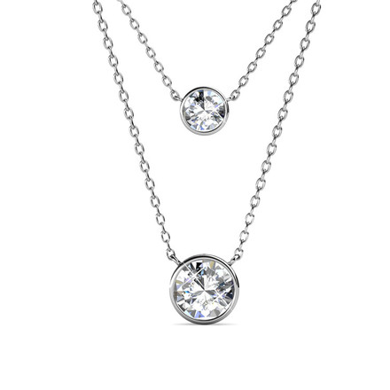 Rosie Drop Necklace With Cloe Crystals White-Gold Plated