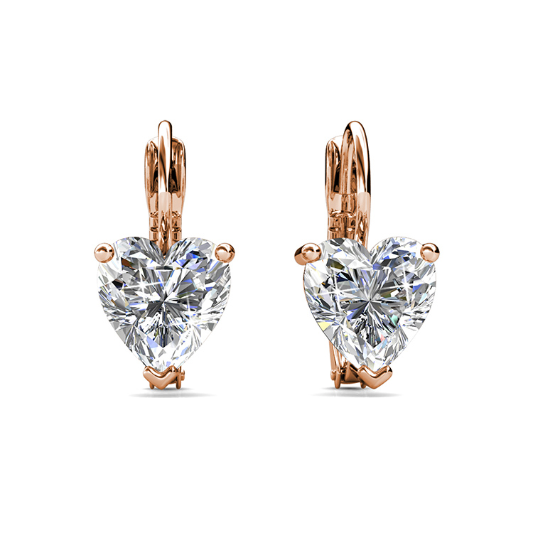 Everlasting Heart Hoop Earrings With Swarovski Crystals RoseGold