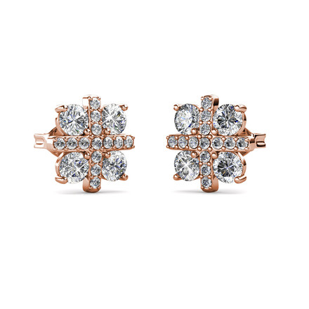 Sparkle Stone Earrings With Cloe Crystals Rose-Gold Plated