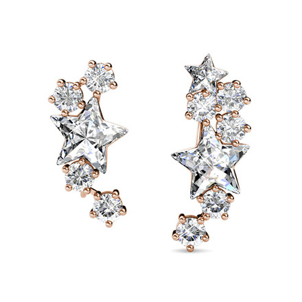 Garland Star Earrings With Swarovski Crystals Rose-Gold Plated