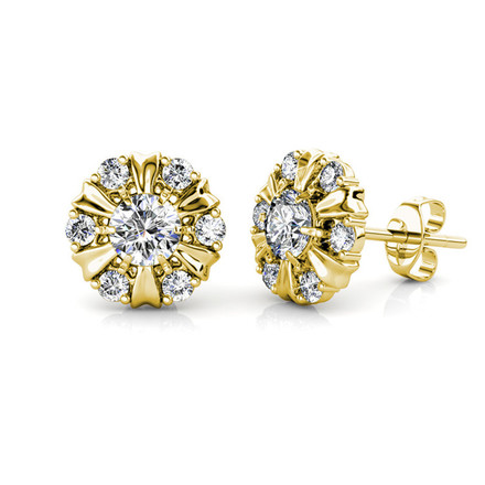 Daisy Drop Earrings With Swarovski Crystals Gold Plated