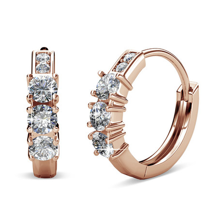 Charming Hoop Earrings With Swarovski Crystals Rose-Gold Plated
