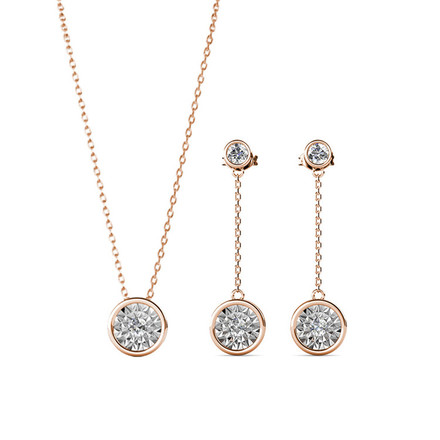 Brighton Pendant And Earrings Set With Swarovski Crystals Rose-Gold Plated