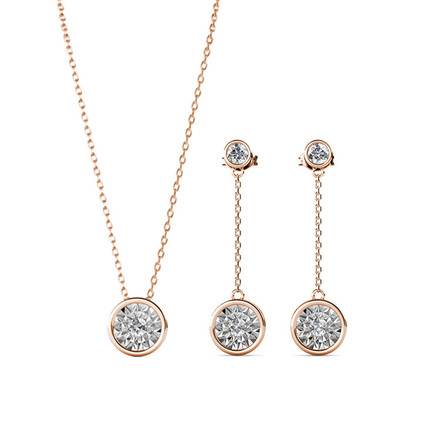 Brighton Pendant And Earrings Set With Cloe Crystals Rose-Gold Plated