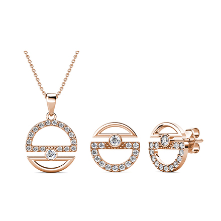Gisella Pendant And Earrings Set With Cloe Crystals Rose-Gold Plated