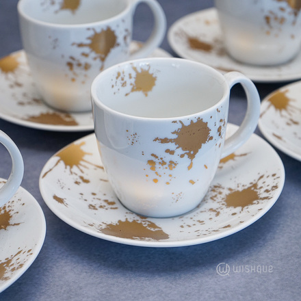 Gold Drop 12 Pcs Dankotuwa Porcelain Tea Set