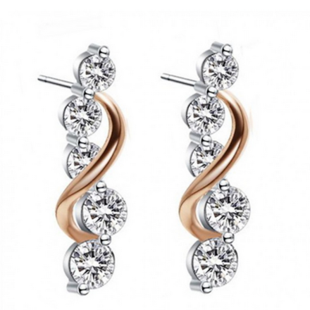 Vine Stone Earrings With Cloe Crystals Rose-Gold Plated