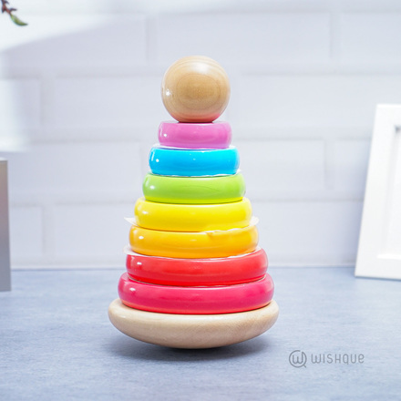 Rainbow Stacking Tower Early Educational Wooden Toy