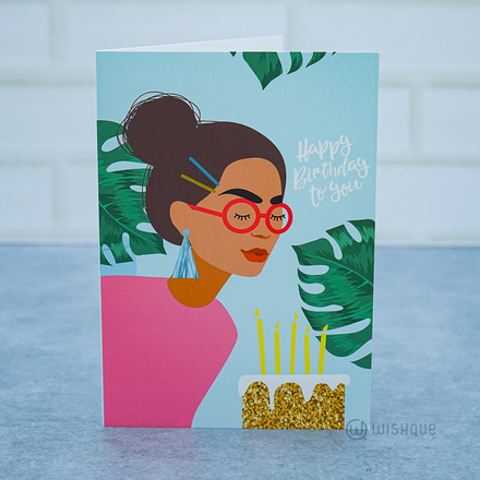 Blowing Out Candles Happy Birthday Greeting Card