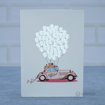 Just Married Silver Foil Greeting Card